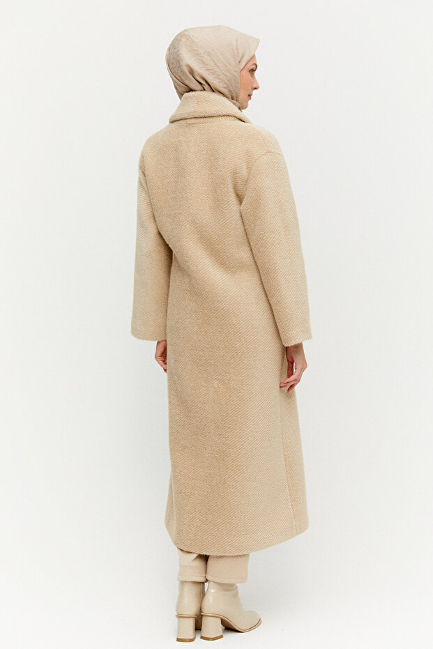 Asimetrik Yaka Oversize Manto - 7