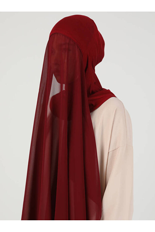 شال قماش شيفون Hijab Premium - St 100 أحمر كلاريت