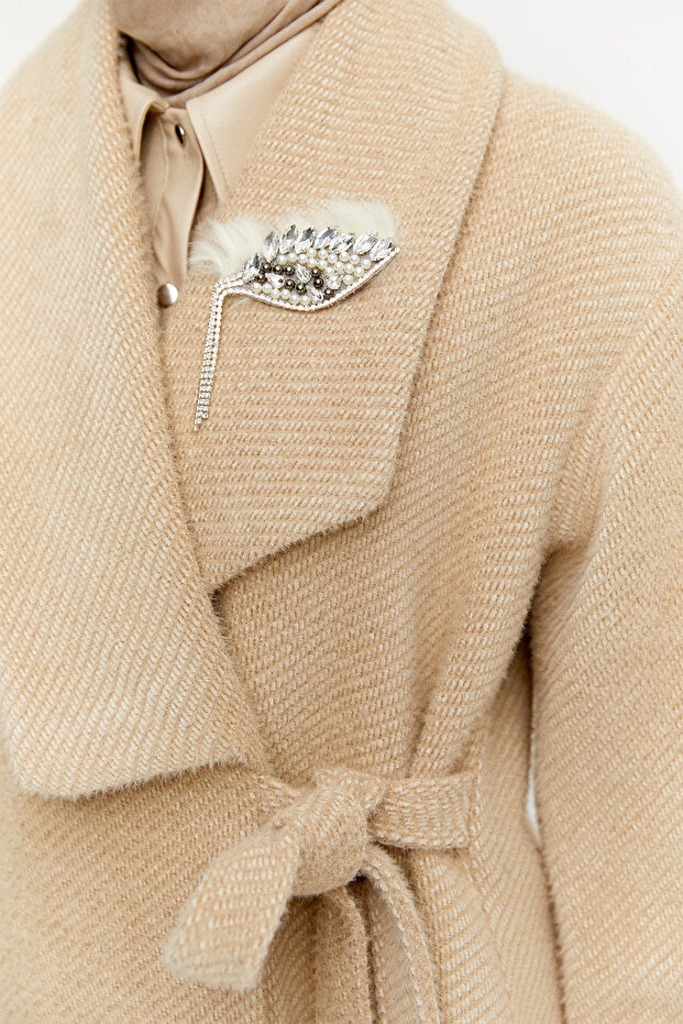 Asimetrik Yaka Oversize Manto - 5