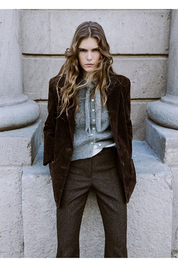 Cardigan with Bow Tie Collar