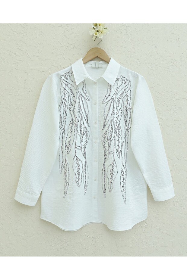 Sequin Embroidered Buttoned Shirt - 3