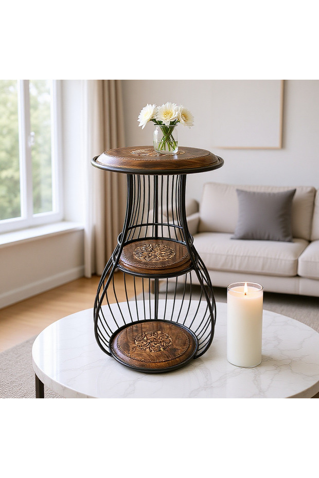 3 Katlı Ferforje Sehpa - 4