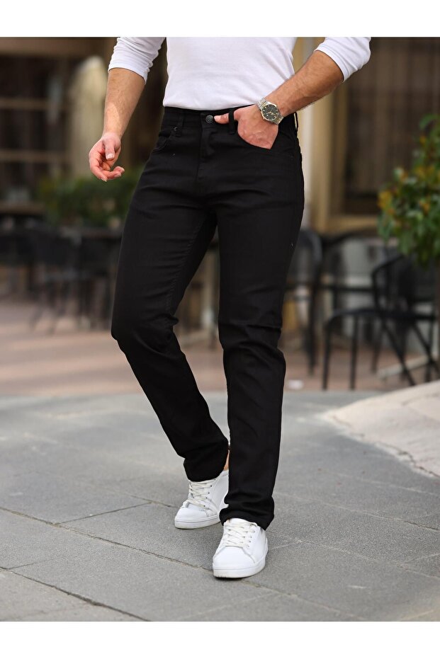 Men's High Waist Loose Cut Pipe Leg Denim Pants Regular Fit Jean