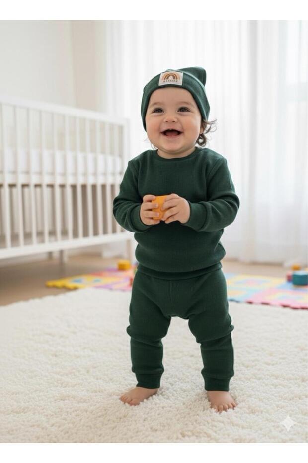 Baby Kids Beret Bottom Top Unisex Set Set Nursery Tracksuit Set
