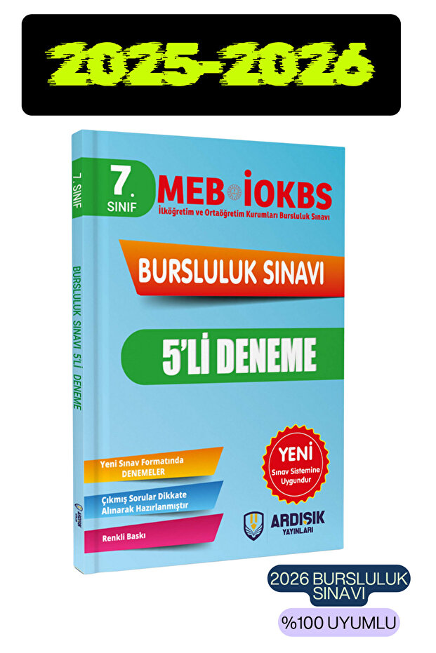 Ardışık Yayıncılık 7. Sınıf Bursluluk Deneme Sınavı 2026 Sınav Sistemine Uygundur