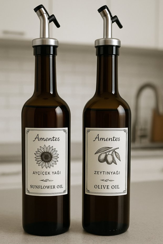 Amber 2-Piece 750 ml Olive Oil Liquid Bottle Oil Pot Oil Bottle 750 No Stand