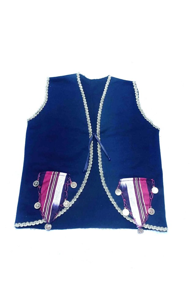 Girl's Black Combed Cotton Vest with Pockets, Keşan Fabric, Lira Detail, Performance Clothing