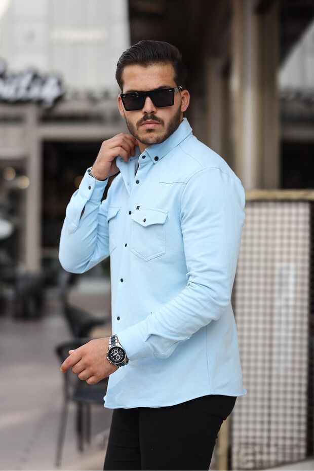 Çıtçıtlı Çift Cep Kışlık Gömlek - 3