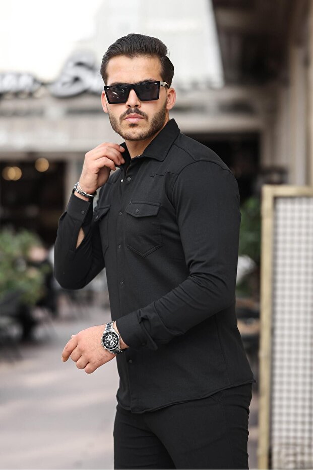 Çıtçıtlı Çift Cep Kışlık Gömlek - 3