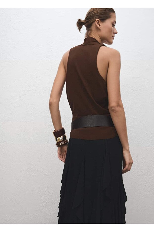 V yaka triko bluz - 4