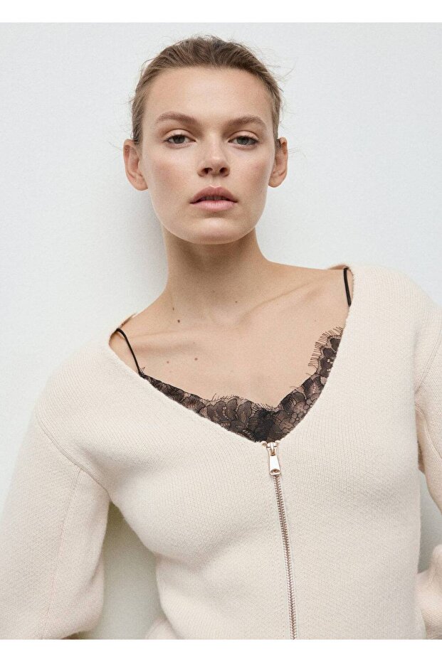 Fermuarlı triko ceket - 7