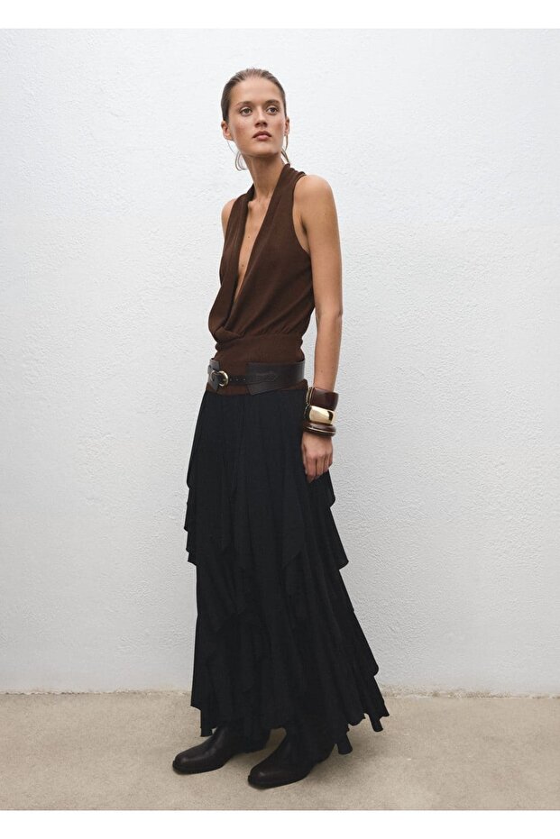 V yaka triko bluz - 2