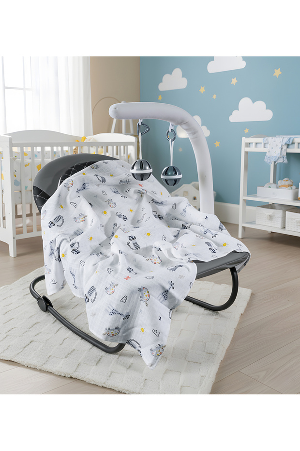 غطاء وبطانية موسلين منقوشة - 2