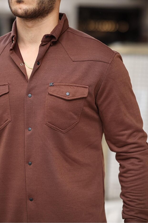 Çıtçıtlı Çift Cep Kışlık Gömlek - 2