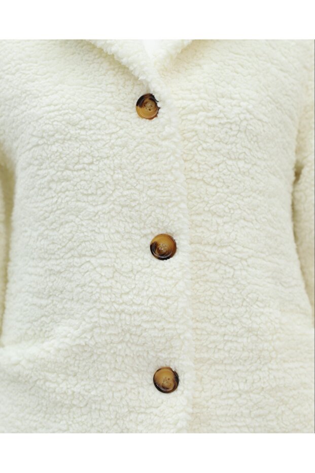 معطف مبطن بزر وجيوب أمامية من القطيفة - إكرو - 3