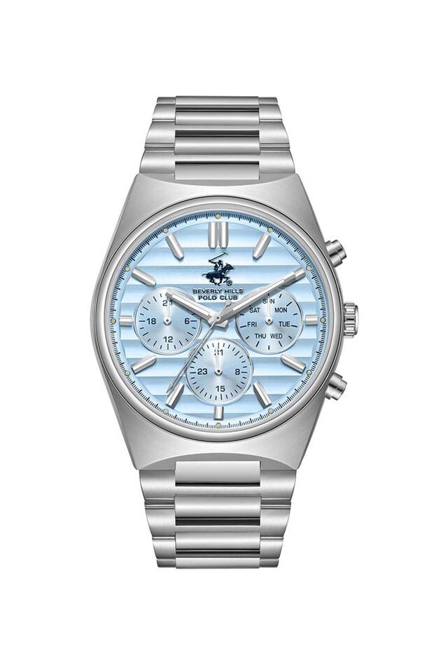 BEVERLY HILLS POLO CLUB BP3744X.300 Men Multi Function Display Watch & Metal Strap Silver
