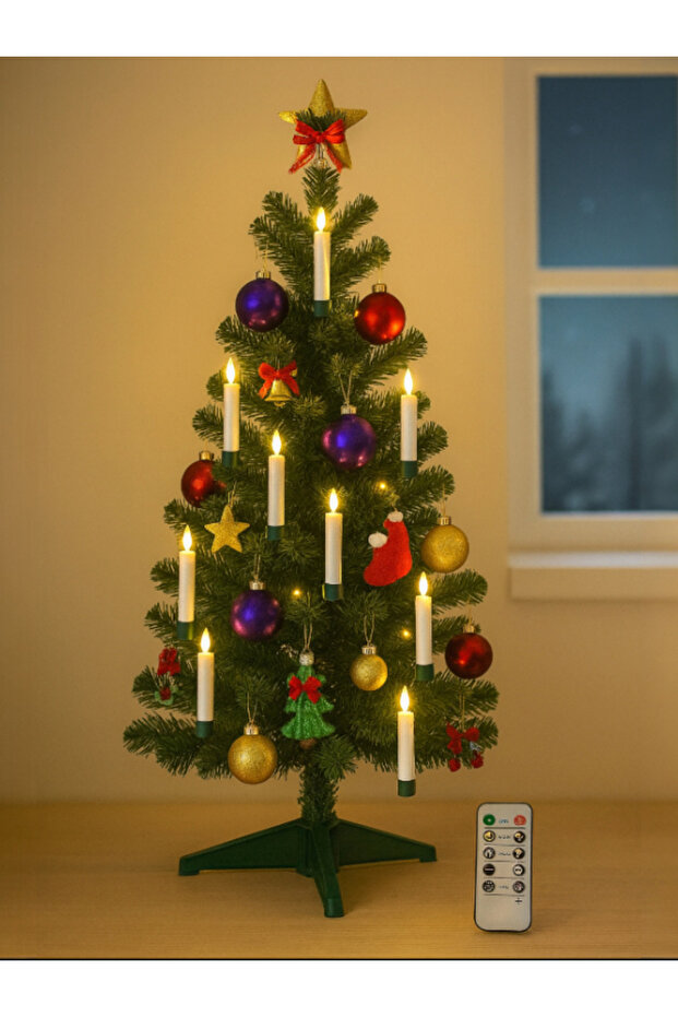 Flameless Latched Candlestick Candle Set of 8 with Remote Control 13 cm for Christmas Special Day