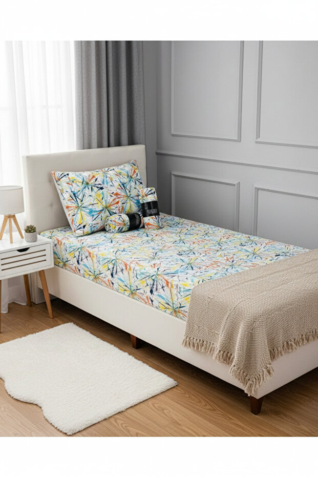 طقم ملاءات سرير مطاطية منقوشة لشخص واحد (طقم) - 5