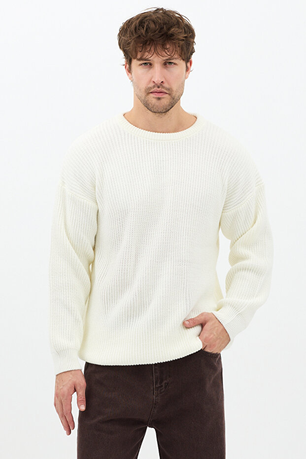 Erkek Fitilli Örme Regular Triko Kazak - 1