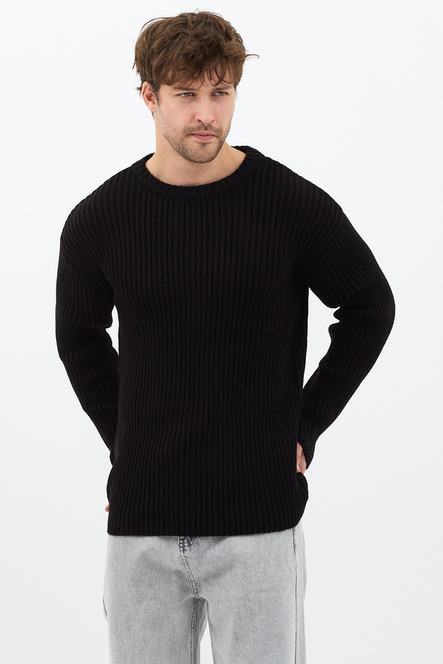 Erkek Fitilli Örme Regular Triko Kazak - 5