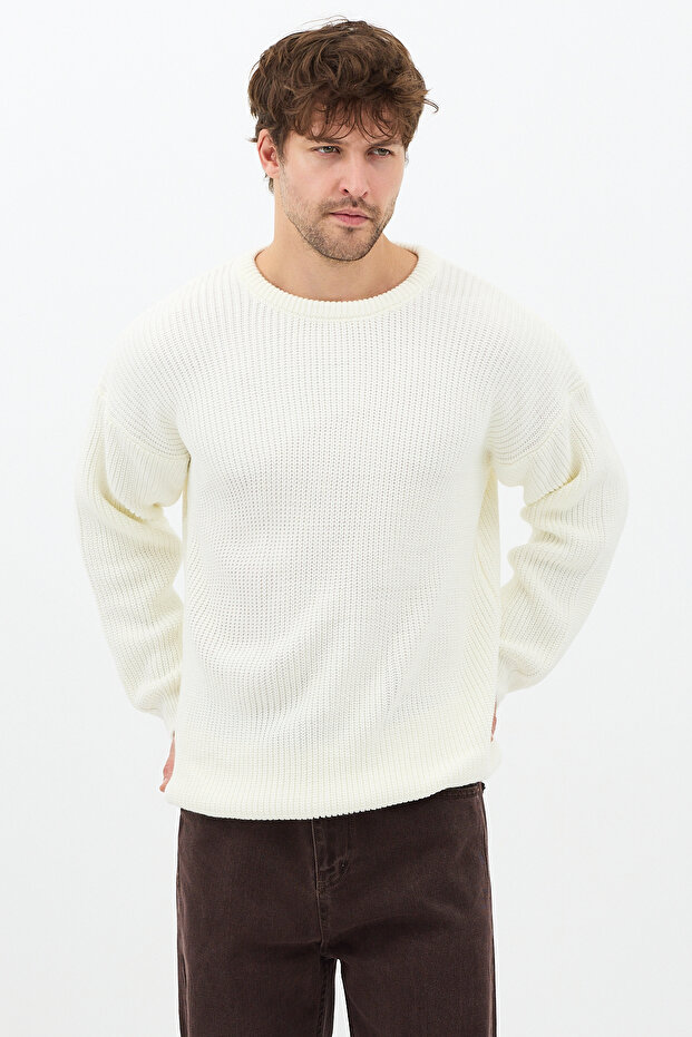 Erkek Fitilli Örme Regular Triko Kazak - 4