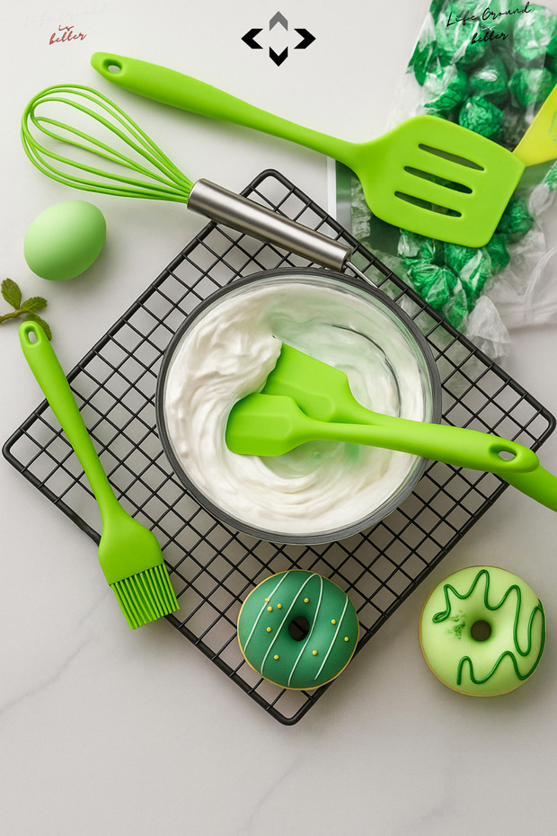 5-Piece Heat Resistant 100% Silicone Spatula Kitchen Utensil Set Brush Wire Whisk Kitchen Utensils
