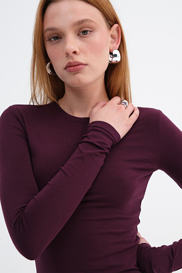 Bisiklet Yaka Basic Bluz B1496-DK2 - 1