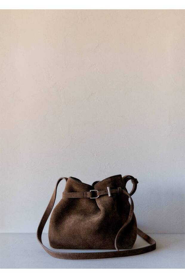 Süet omuzdan askılı çanta - 4