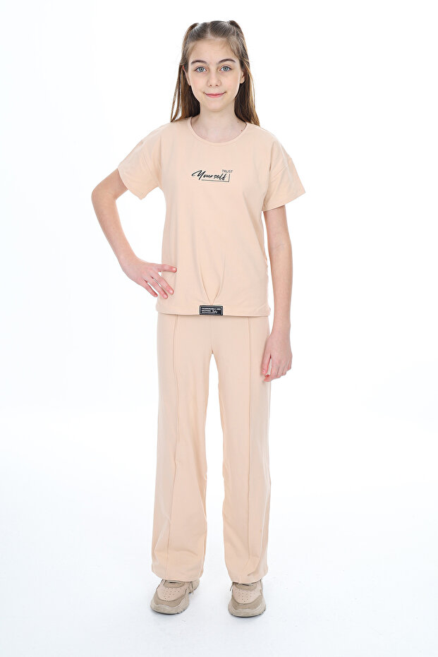 Girl's Summer Emblem Printed Tracksuit Set