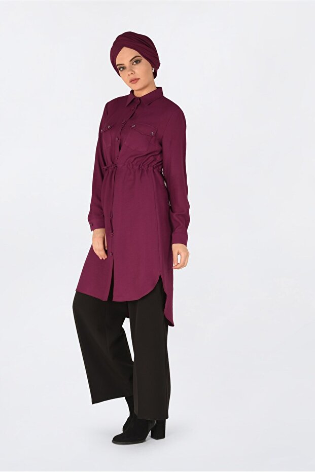 Buttoned Tunic with Button with Waist 4703 - 1