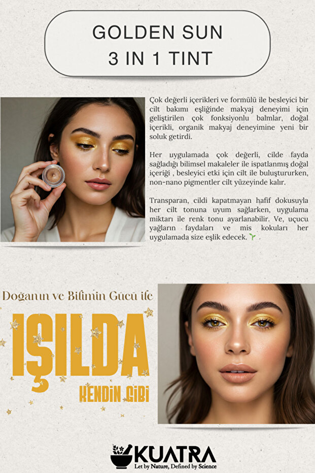 Golden Sun Doğal Mineral Nemlendirici Antioksidan Işıltılı Balm Highlighter Göz Farı Aydınlatıcı - 4