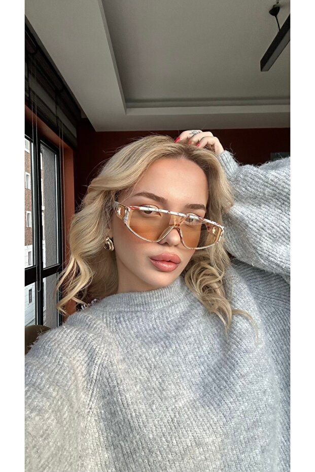 New Season Stylish Design Marble Pattern Frame Nude Glass Vintage Unisex Sunglasses