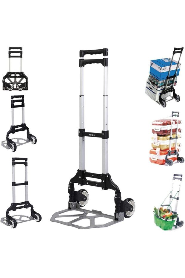 75KG Aluminum Luggage Trolley Barrow Foldable Hand Push Truck Parcel Cart Adjustable