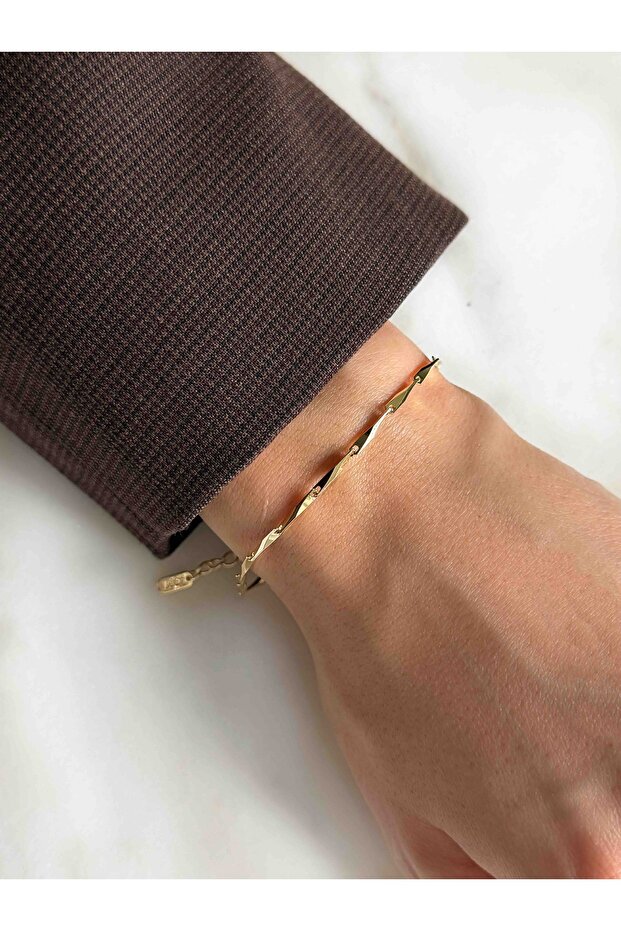 سوار ذهبي لامع قابل للتعديل مع وصلة تمديد - 3