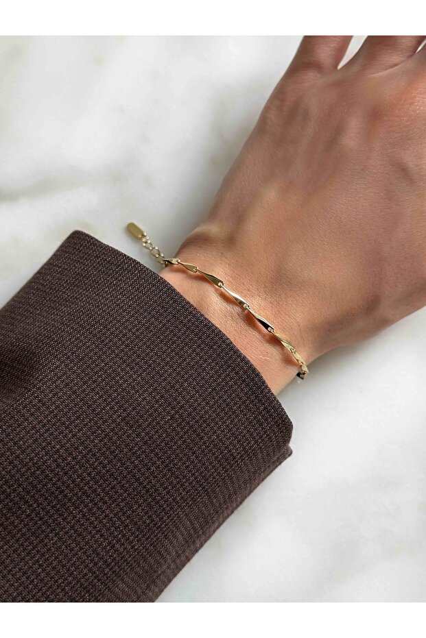 سوار ذهبي لامع قابل للتعديل مع وصلة تمديد - 2