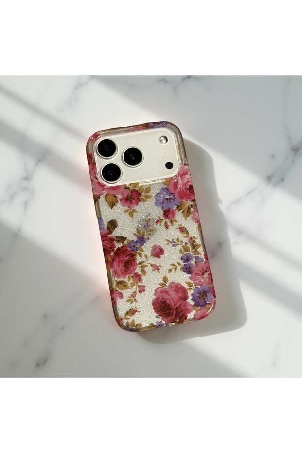 iPhone 16 (6.1 Inch) Compatible Silvery Appearance Flowers Patterned Stylish Case