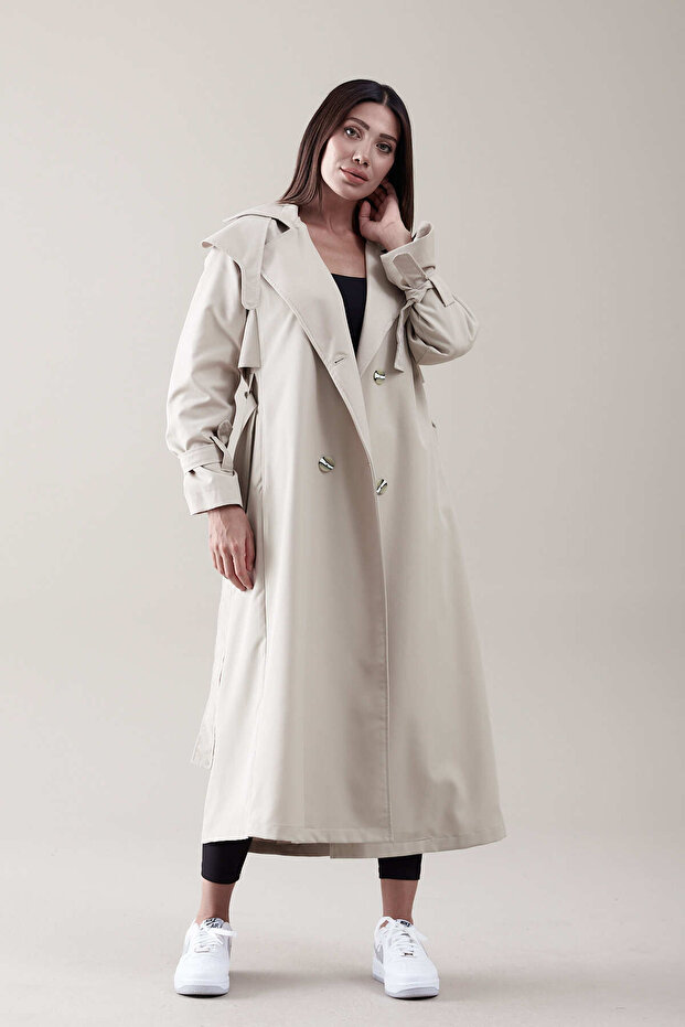 Almira Women's Cream Oversize Trench Coat