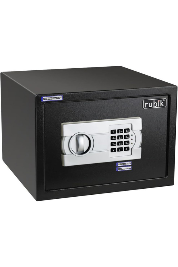 A4 Document Size Safe Box with Key and Pin Code Keypad (25x35x25cm) Black