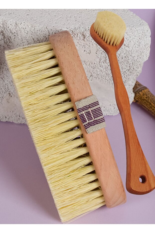 Shower Brush Set, 2-Piece Hard-Built Body Brush with Handle and Handle Free