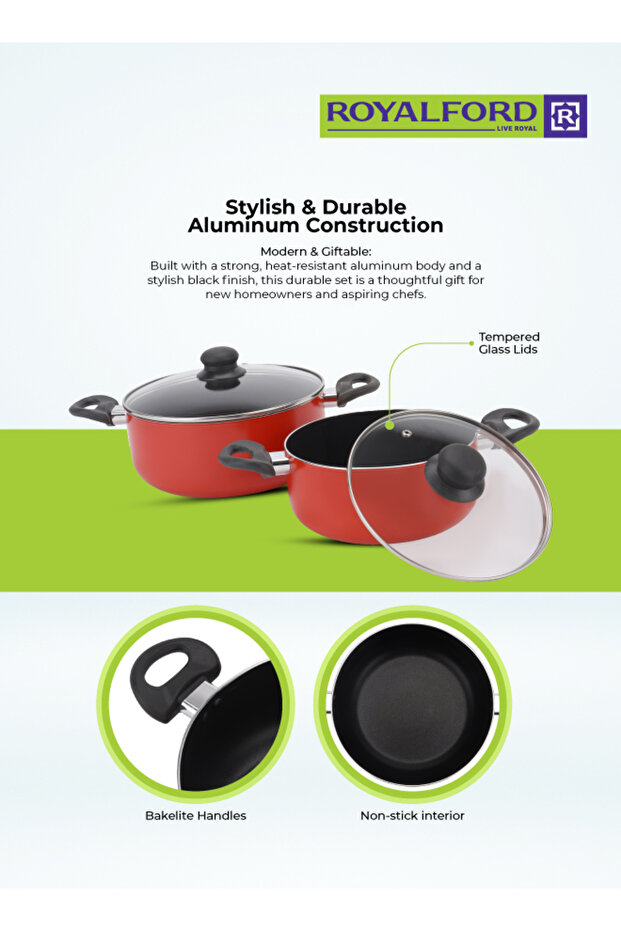 مجموعة أواني طهي غير لاصقة من 9 قطع Rf11642 متنوعة - 2