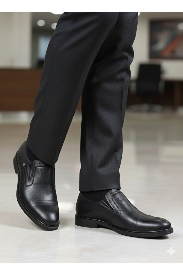 Men's Winter Classic Shoes Genuine Leather Rubber and Non-Slip Sole Slip-On Water Resistant