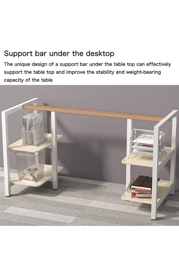 Multi-purpose study table with shelves for storage and books, 120*60*77 cm - 5
