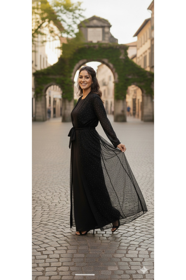 Simli Abaya 2'li takım - 4