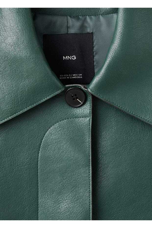 Deri görünümlü cepli ceket - 6