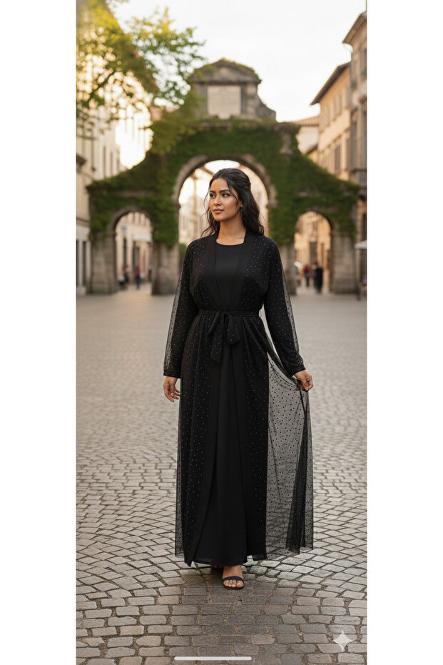 Simli Abaya 2'li takım - 1