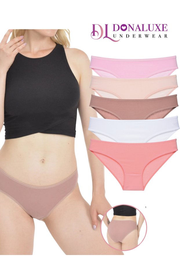 Women's Panties, Women's Bikini Soft Colors 5-Piece Cotton Panties