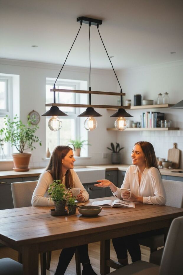 Retro Rustik Eskitme Ahşap 3'lü Siyah Sarkit Avize - 3