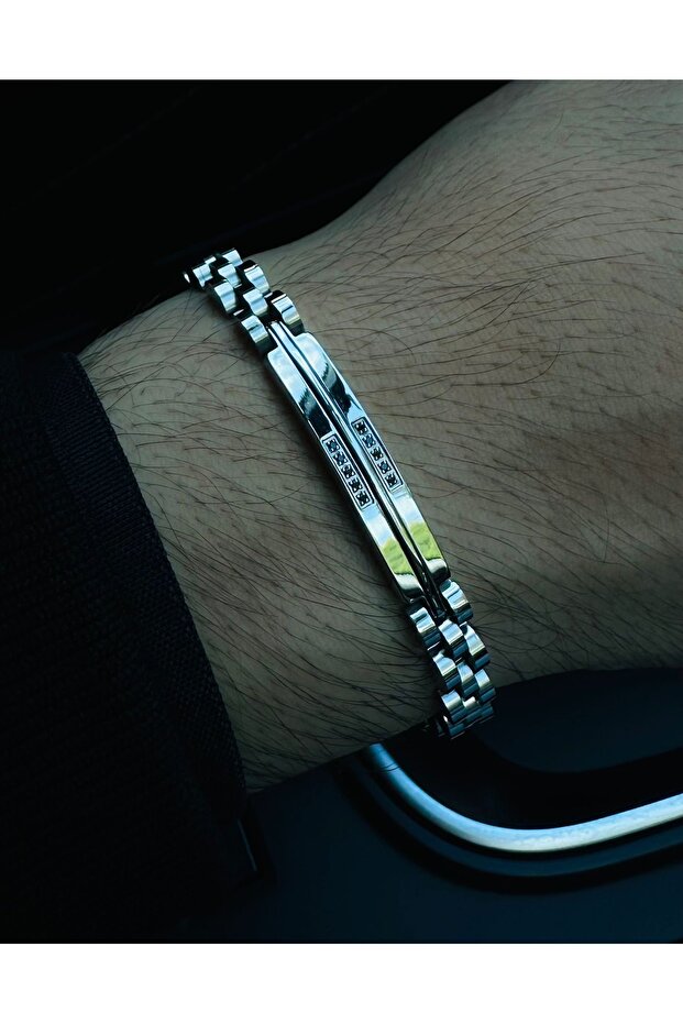 High Quality Steel Cord Model Men's Silver Bracelet