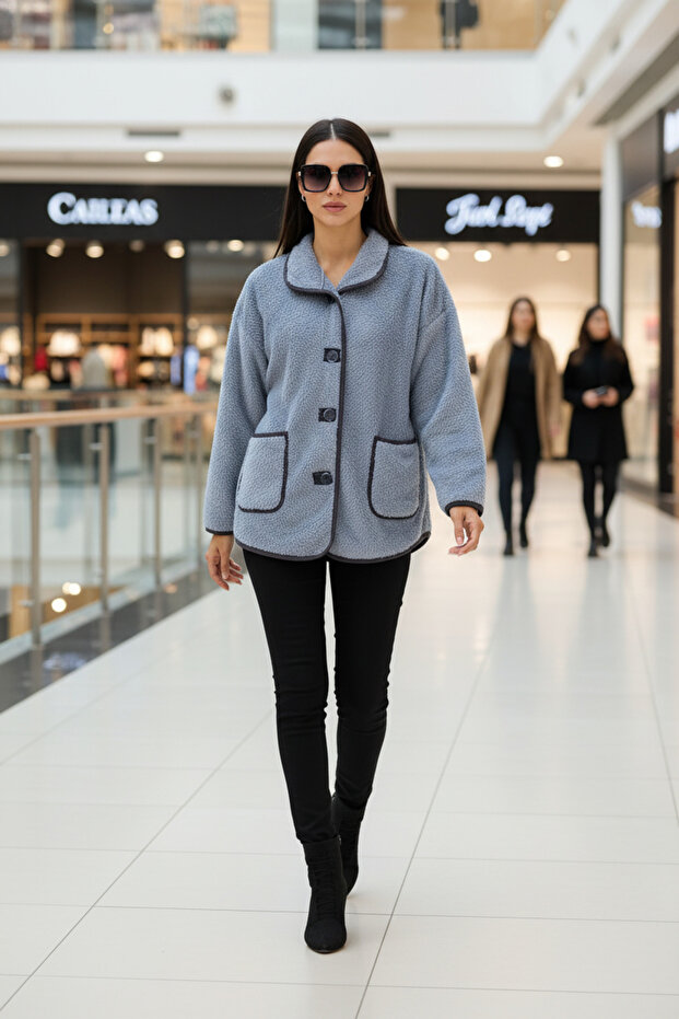 Jachetă de damă Glory Blue Plush - 5