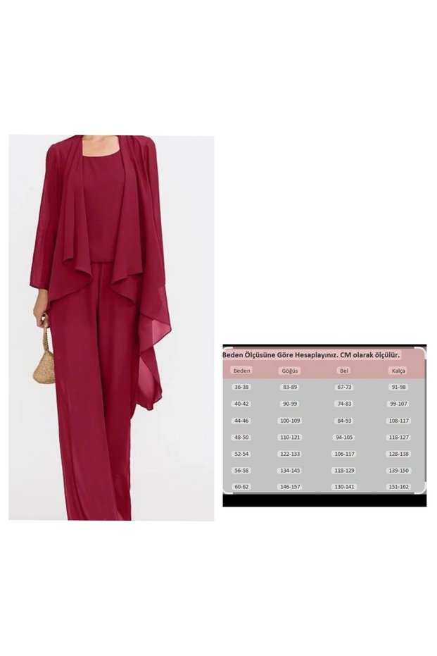 Women's Burgundy Sandy Triple Pants Set